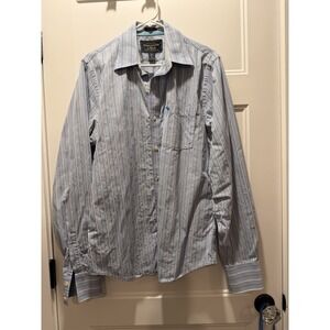 Abercrombie & Fitch Muscle Shirt mens Large blue striped button up cotton preppy
